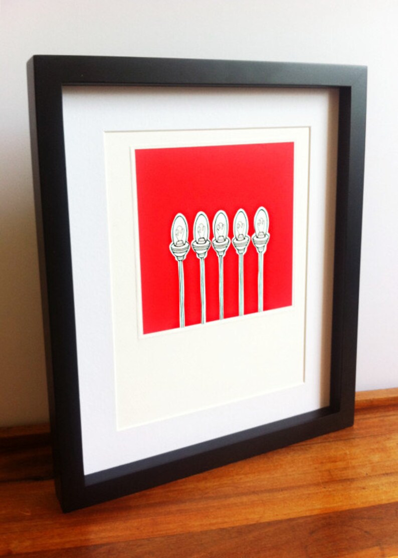 Original Lightbulb Illustration 'flare' Hand Drawn Light Bulbs in Black
