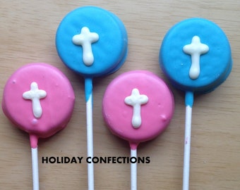 Double Stuff Sandwich Cookie with a cross - baptism favors - first communion favors - party favors - Easter