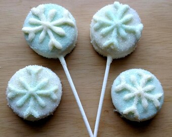 Double Stuff Sandwich Cookie On a Stick Covered in Chocolate - Snowflake