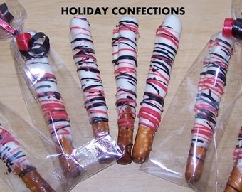 12 Chocolate Covered Pretzel Sticks - Chocolate Pretzel Rods - Chocolate Favors