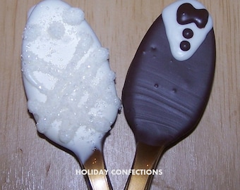 Bride and groom  Coffee Dunker Spoons - Flavored Spoons - Coffee Spoons - Chocolate Spoons