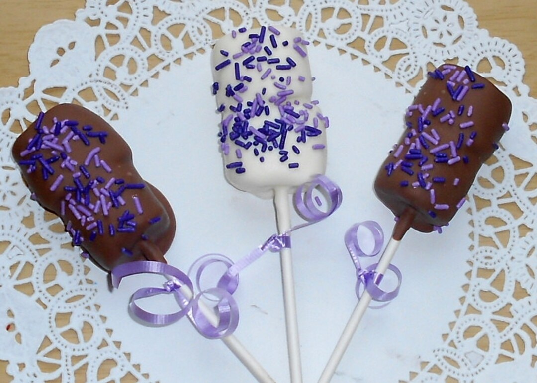 Chocolate Covered Marshmallows on a Stick Wedding Favors Marshmallow