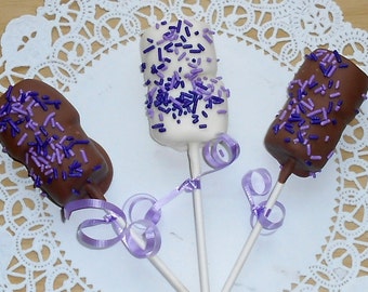 Chocolate covered marshmallows on a stick - Wedding Favors - Marshmallow Pops