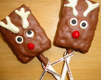 Krispie Treats  - Reindeer treat  - Kids party favors -  - Christmas stocking stuffers - Christmas favors