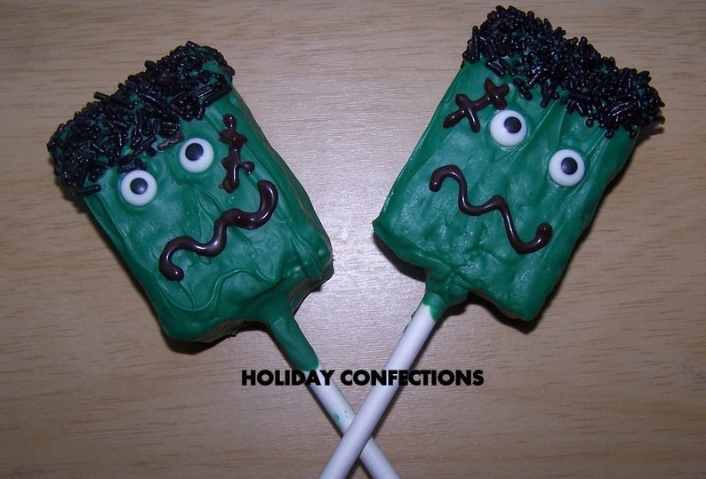 Krispie Treats covered in chocolate Frankenstein Kids party favors Halloween favors Christmas stocking stuffers Christmas favors image 1