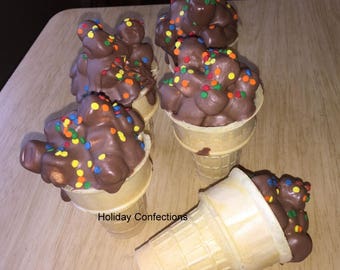 Chocolate marshmallow filled ice cream cone. Summer Party. Birthday Party.