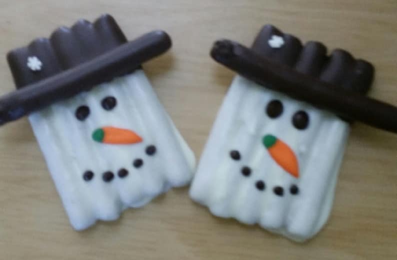 Chocolate Pretzel Rods Snowman Chocolate Covered Pretzel Etsy