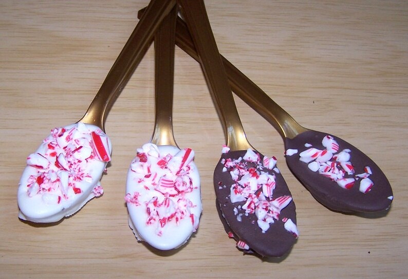 Peppermint Chocolate Coffee Dunker Spoons Flavored Spoons Etsy