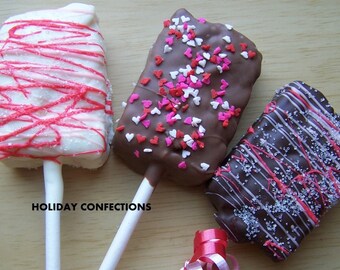 Rice Krispie Treats covered in chocolate - Kids party favors - Valentine's favors -
