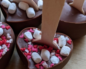 NEW - heart shaped Hot Chocolate on a Stick - solid chocolate - party favors - Christmas parties