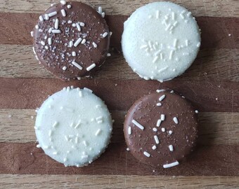 Chocolate covered oreo with sanding sugar and sprinkles