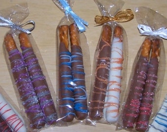 Chocolate Covered Pretzel Sticks - Chocolate Pretzel Rods - Chocolate Favors - Party Favors
