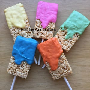 Rice Krispie Treat paint brushes  - Kids party favors - Paint brush party treat -