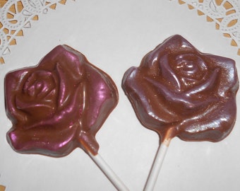 Chocolate Rose Lollipops - Chocolate Suckers - Girls Easter Basket - Chocolate Rose Wedding