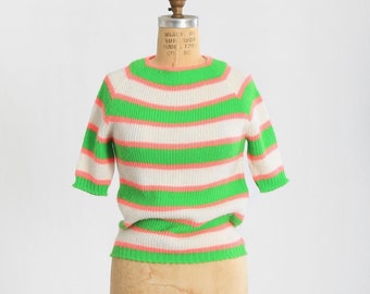 素敵でユニークな Demetre 70s Vintage Blue Etsy - Sweater Wool Knit Striped Green トップス