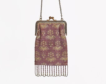 Antique vintage 1920s micro glass beaded evening bag purse