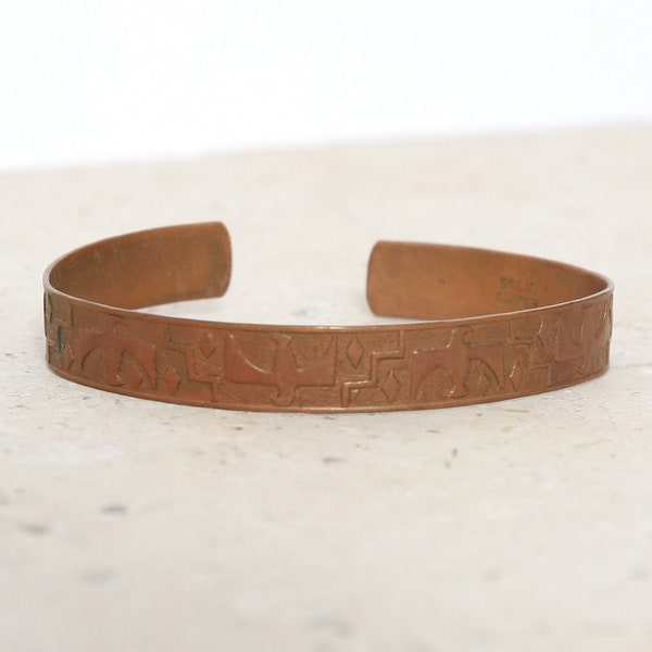 Vintage 50s Egyptian revival solid copper cuff bracelet