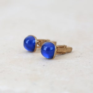 Blue Cuff links | Vintage 50s Anson blue glass cuff links |  wedding cuff links