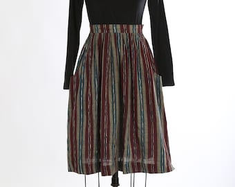 Vintage 70s striped cotton embroidered skirt