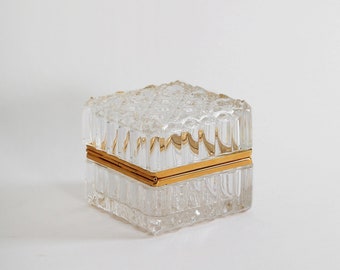 Vintage French cut crystal Jewelry Casket Box