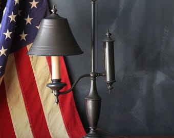 Vintage Bouillotte style antique brass lamp