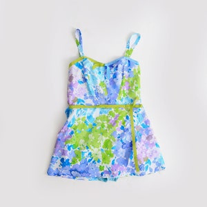floral romper | Vintage 50s floral skirted playsuit romper