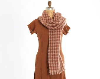 60s Mohair scarf | Vintage 1960s gingham Bloomingdales Scottish mohair scarf
