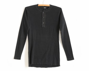 Vintage 50s 60s black cotton long john shirt