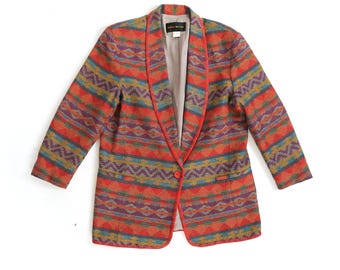 Vintage 90s Southwestern woven cotton blend blazer