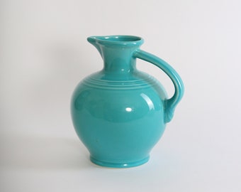 Vintage 40s 50s Fiesta wear HLC Homer Laughlin turquoise blue pitcher