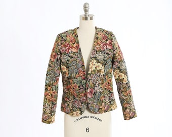 Vintage 90s Needlepoint floral tapestry jacket