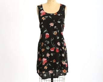 Vintage 90s dark floral Maternity babydoll mini dress