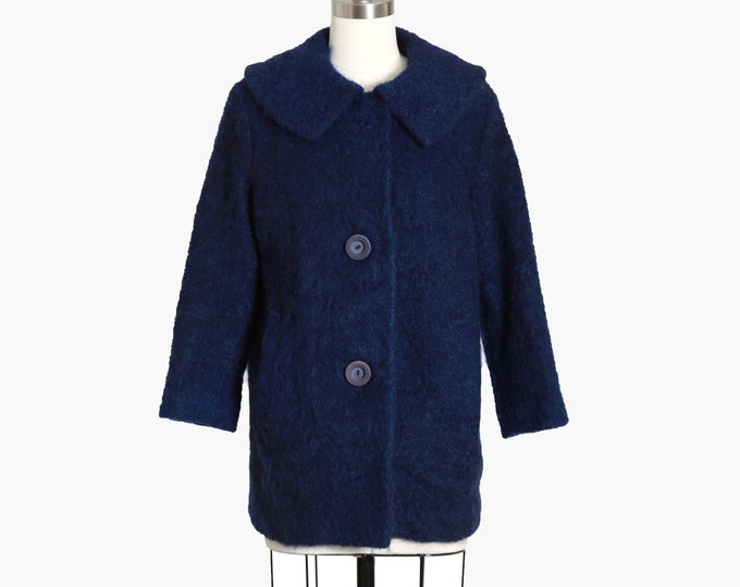 Vintage 60s Blue Mohair Wool Coat - Etsy