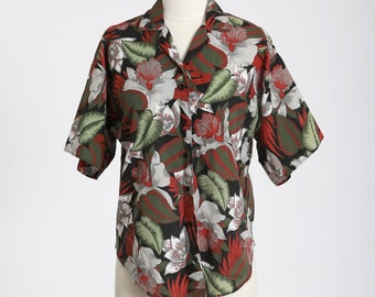 80s Tropical floral Hawaiian shirt