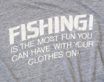 Vintage 70s paper thin graphic Fishing T-Shirt | funny fishing shirt