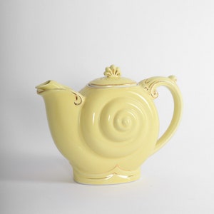 Vintage HALL snail navtilus yellow ceramic teapot image 2