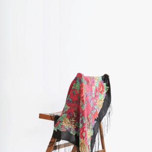 40s piano shawl | Vintage 1940s silk floral paino shawl