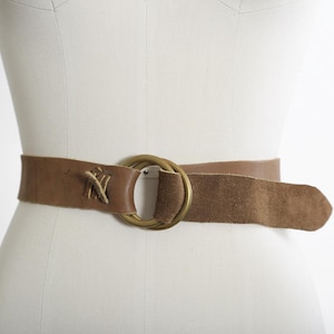 Vintage 60s brown leather belt | adjustable