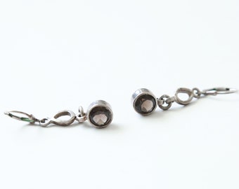 90s Smoky quartz sterling silver earrings