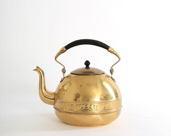 Vintage Gold hammered brass German teapot kettle