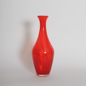 Vintage twisted red handblown glass vase attributed to Murano