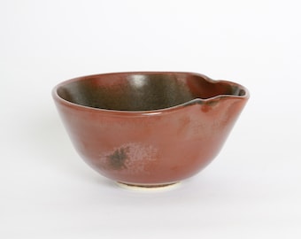 Earthtone hand thrown studio pottery bowl | signed stoneware mixing bowl