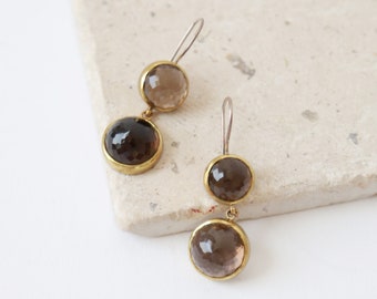 BORA Smoky quartz gold plated sterling silver earrings