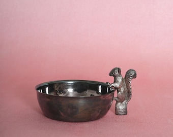 Vintage silver-plate squirrel nut bowl dish