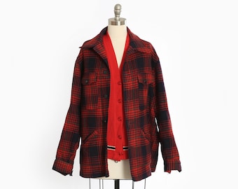 40s Pendleton 49er Jacket M L, Vintage Classic 1940s Red Gray