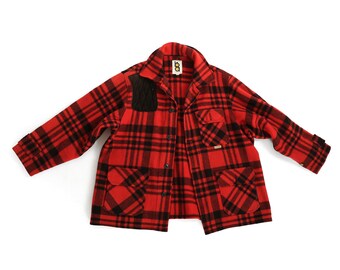Vintage 1970s bob allen red buffalo plaid wool coat