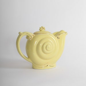 Vintage HALL snail navtilus yellow ceramic teapot