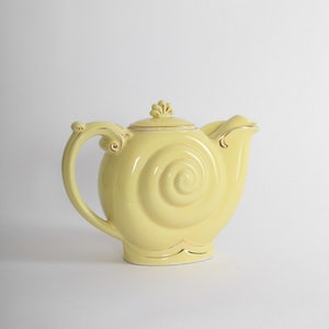 Vintage HALL snail navtilus yellow ceramic teapot image 1