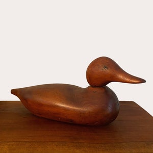 Antique vintage 1900s solid wood duck decoy Mallard