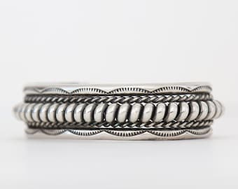 Vintage Navajo TAHE sterling silver signed cuff bracelet 56g